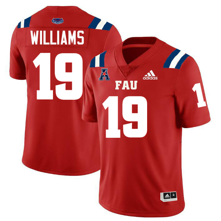 #19 Dillion Williams FAU Jersey,Florida Atlantic Owls Football Jersey,Uniforms,Gears-Red #19 Dillion Williams FAU Jersey,Florida Atlantic Owls Football Jersey,Uniforms,Gears-Red